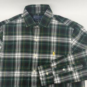 Polo Ralph‎ Lauren Button Down Mens S Green Plaid Classic Fit Cotton Shirt Pony